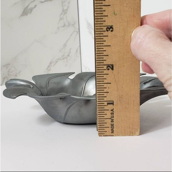 PEWTER Leaf Trinket Jewelry Dish Home Shelf Decor - Picture 6 of 8